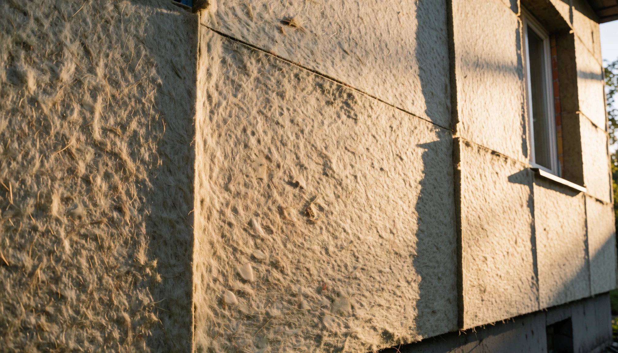 Panneaux isolants posés sur un mur extérieur